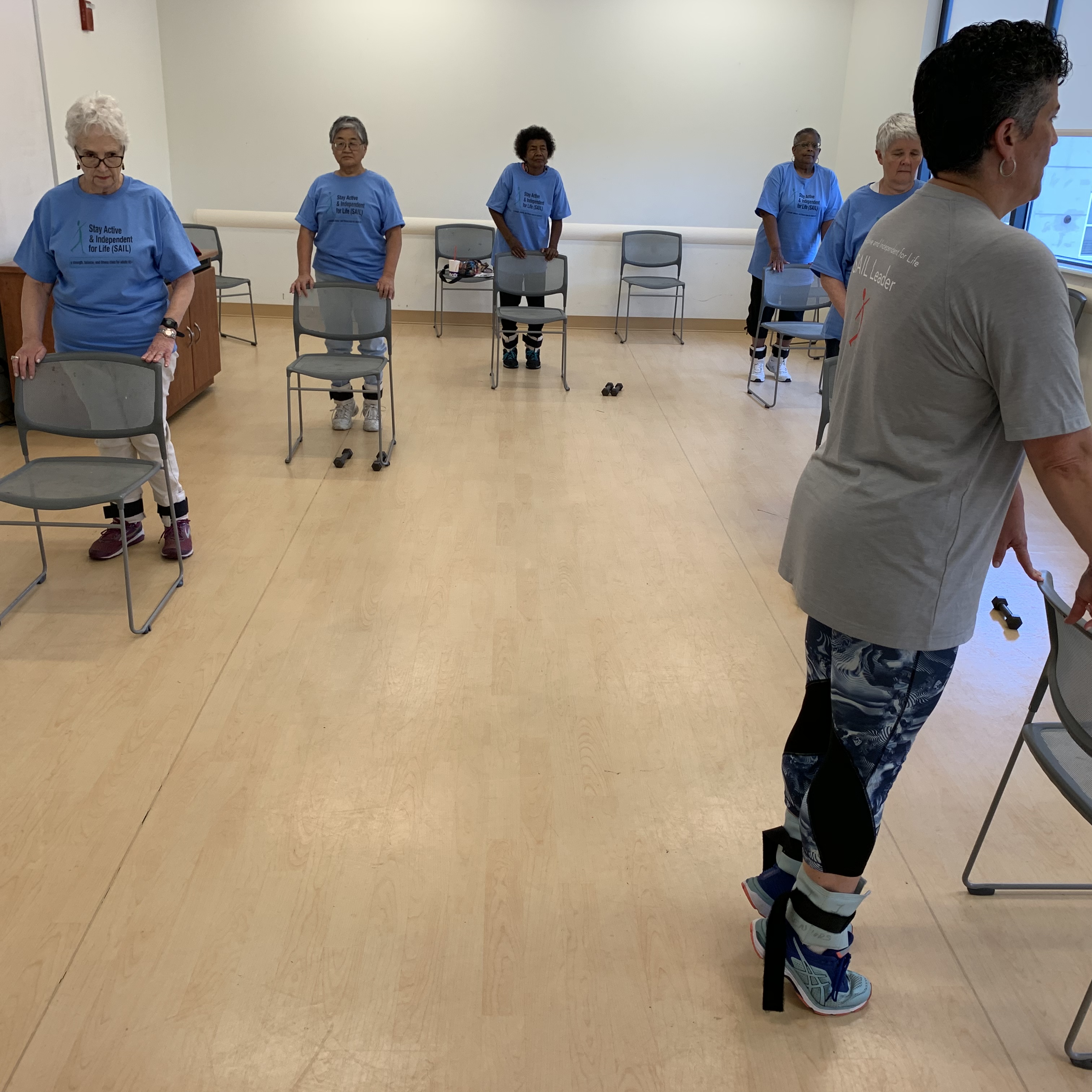 Group falls prevention fitness class