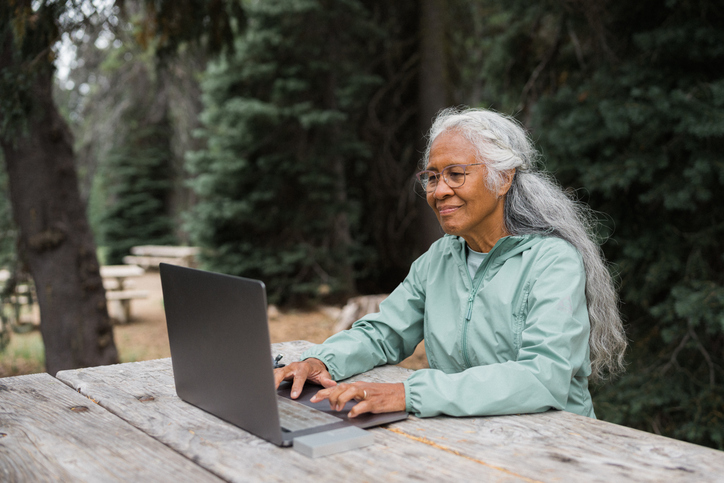 a woman on a laptop