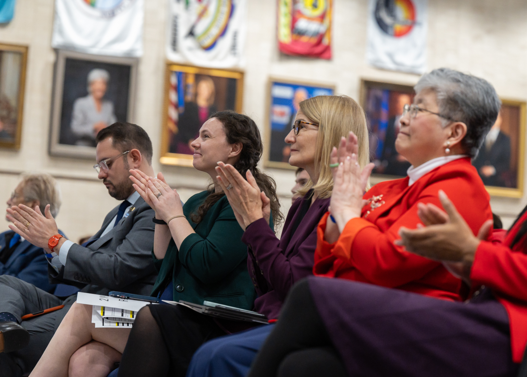 Audience clapping in the Great Hall