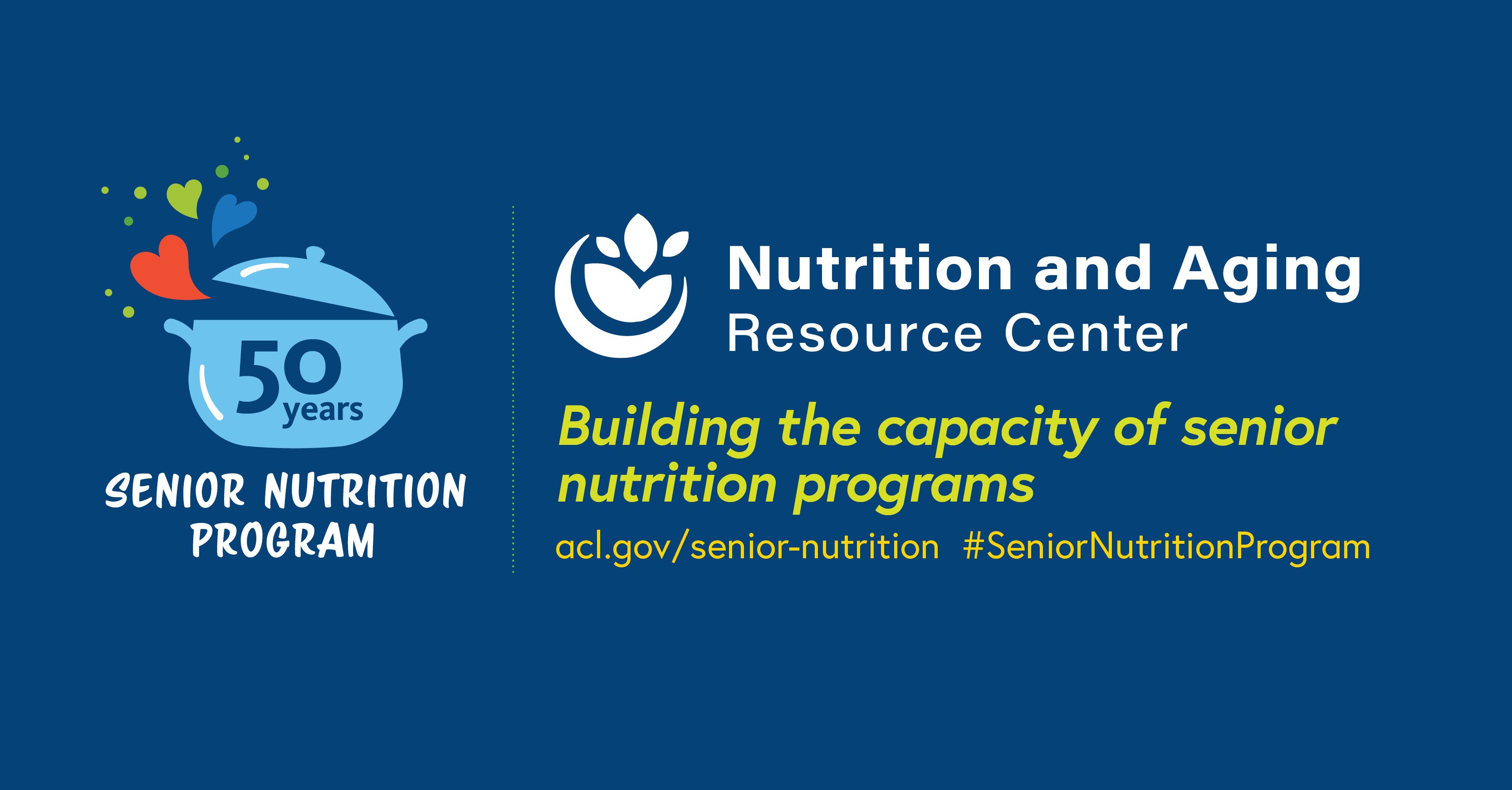 Social Graphic: Nutrition and Aging Resource Center. Building the capacity of senior nutrition programs. acl.gov/senior-nutrition #SeniorNutritionProgram 50 Years Senior Nutrition Program 