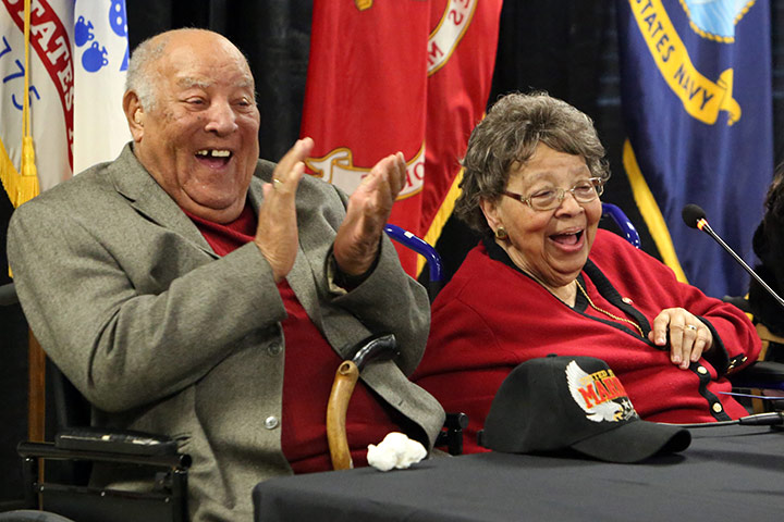 Burton and Mildred Hayes speaking at the VD-HCBS event in Mechanicsville, VA.